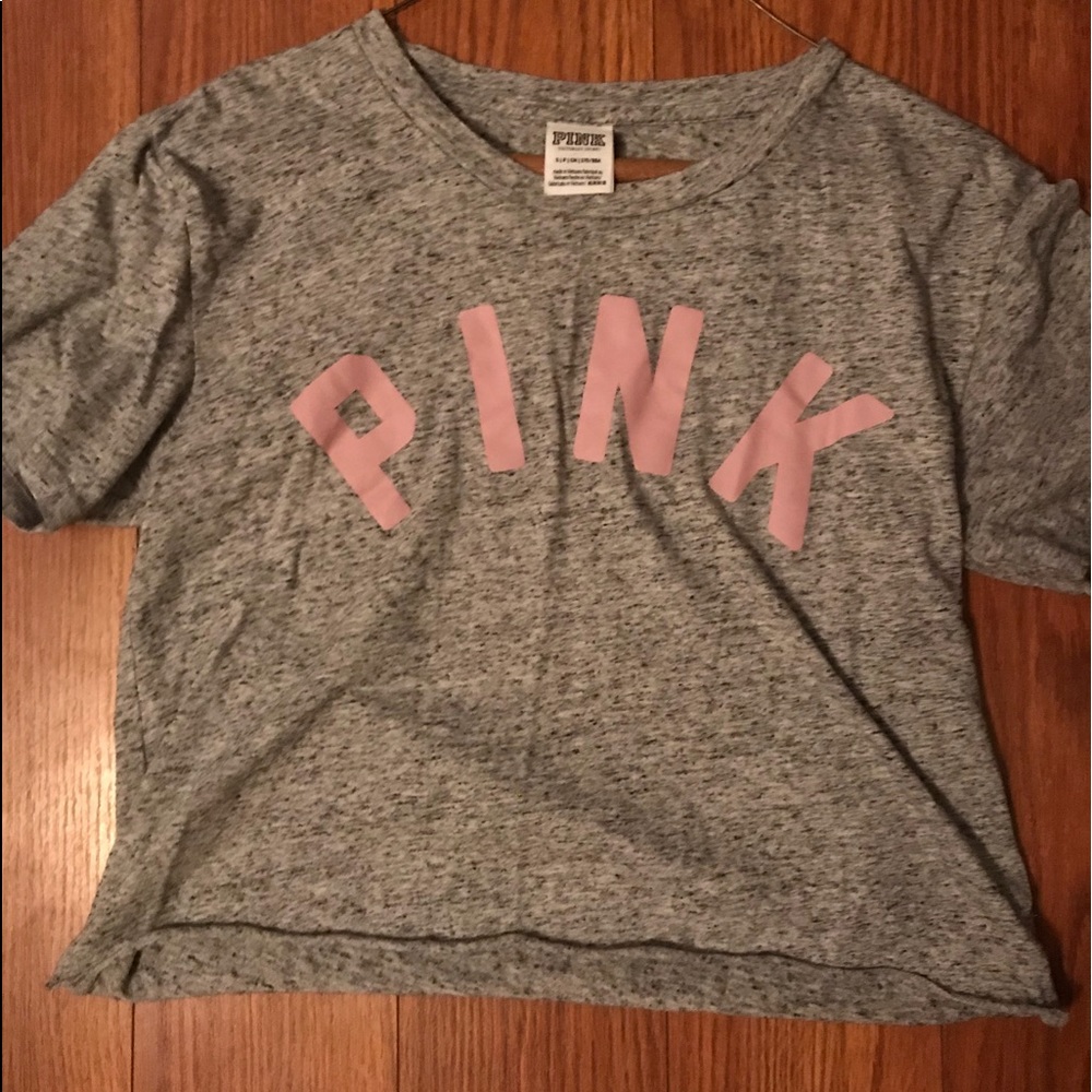 victoria secret pink gray and pink crop top